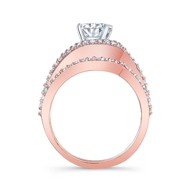  Rose Gold 2 Carat Oval Lab Grown Diamond Wedding Ring Set Image 2