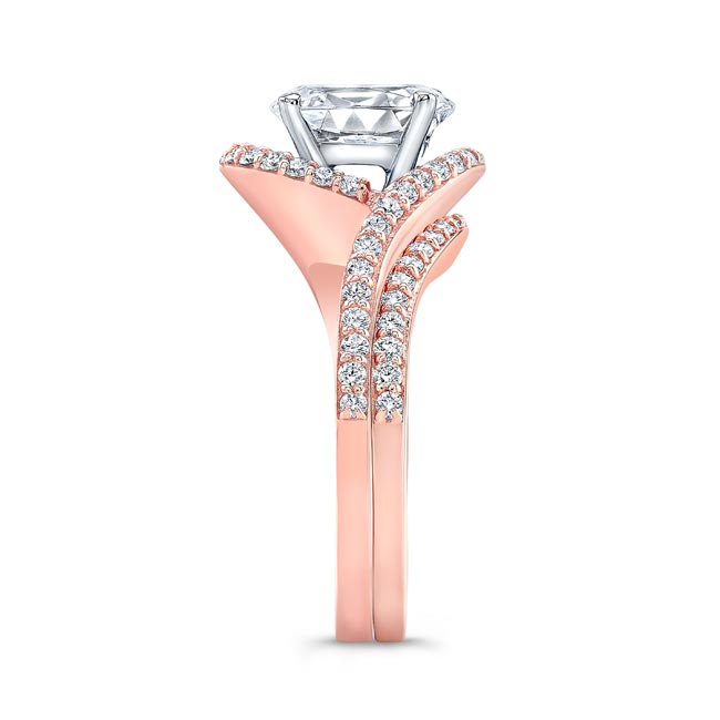  Rose Gold 2 Carat Oval Lab Grown Diamond Wedding Ring Set Image 3