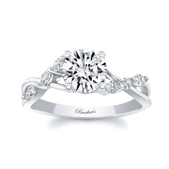 Platinum Marquise Moissanite Engagement Ring Image 1