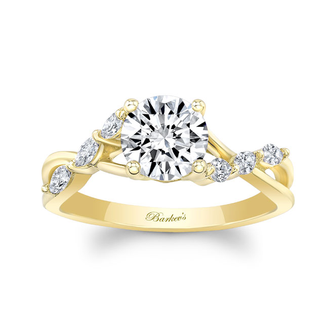  Yellow Gold Marquise Moissanite Engagement Ring Image 1
