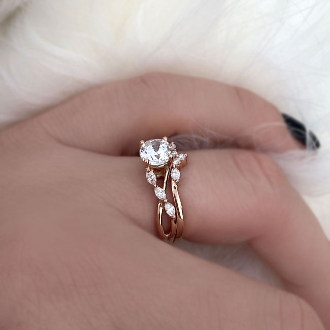 Rose Gold Marquise Accent Wedding Set Image 5