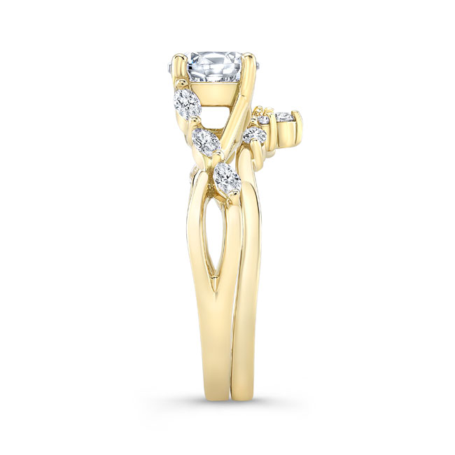 Yellow Gold Moissanite Marquise Accent Wedding Set Image 3