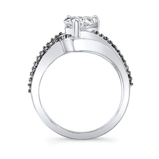 Platinum Split Shank Black Diamond Accent Pear Moissanite Bridal Set Image 2