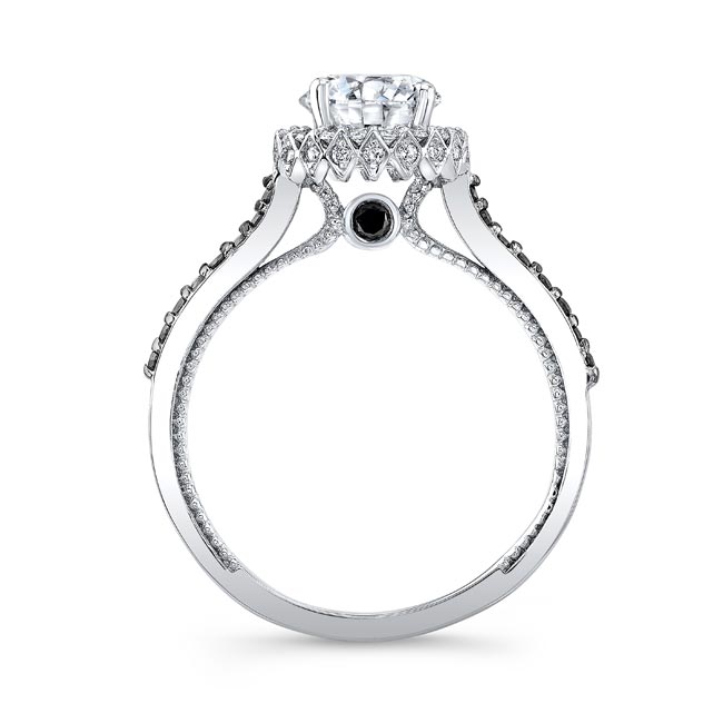  Round Halo Lab Diamond Ring With Black Diamond Accents Image 2