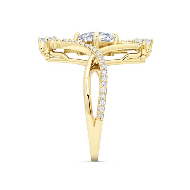  Yellow Gold Unusual Engagement Ring Image 3