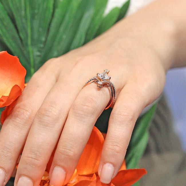 Rose Gold Unusual Lab Grown Diamond Engagement Ring Image 6