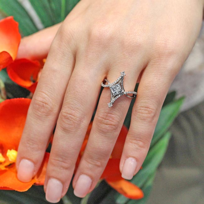  Unusual Moissanite Engagement Ring Image 4