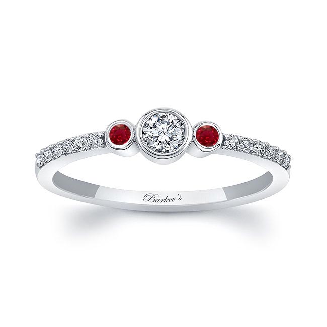 Mia Three Stone Ruby Diamond Promise Ring