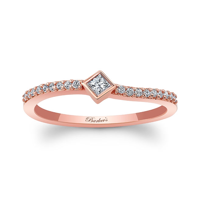 Rose Gold Abi Curved Princess Cut Diamond Promise Ring
