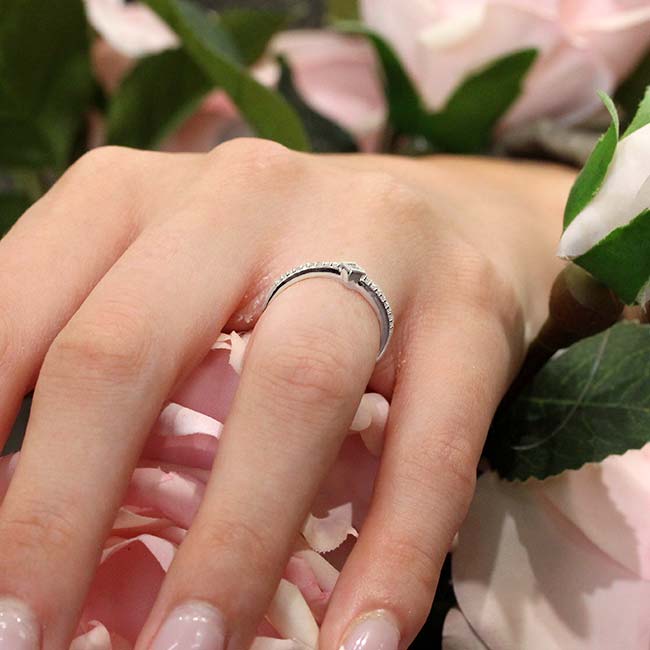  Abi Curved Princess Cut Diamond Promise Ring Image 4