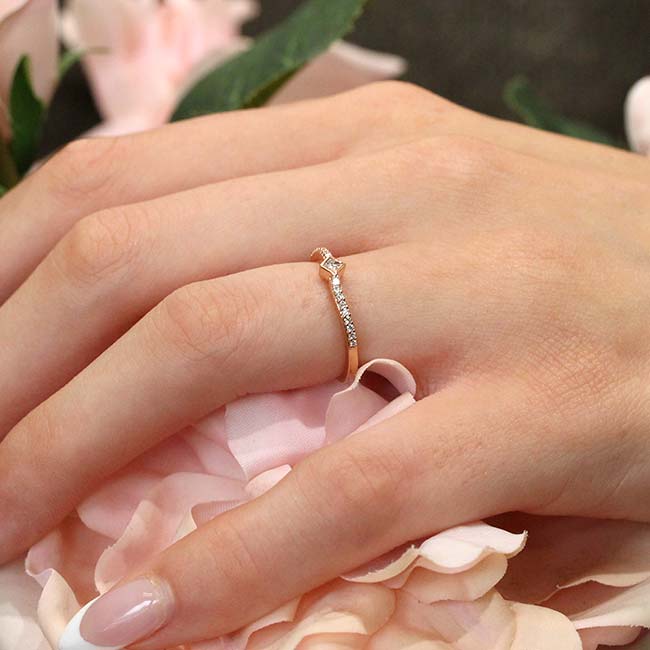 Rose Gold Abi Curved Princess Cut Diamond Promise Ring Image 4