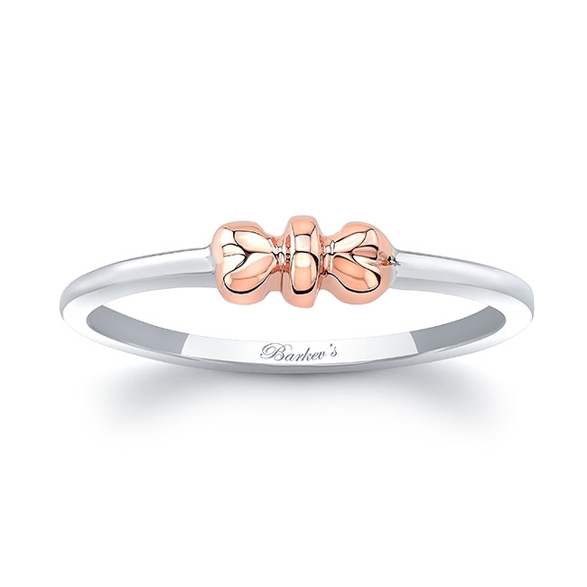  White Rose Gold Simple Heart Promise Ring Image 1