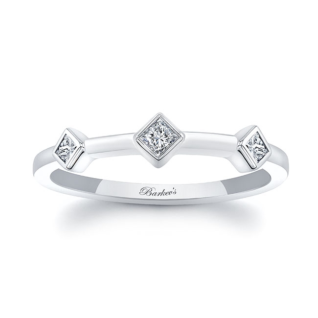 Platinum Mila Three Stone Princess Cut Promise Ring Image 1