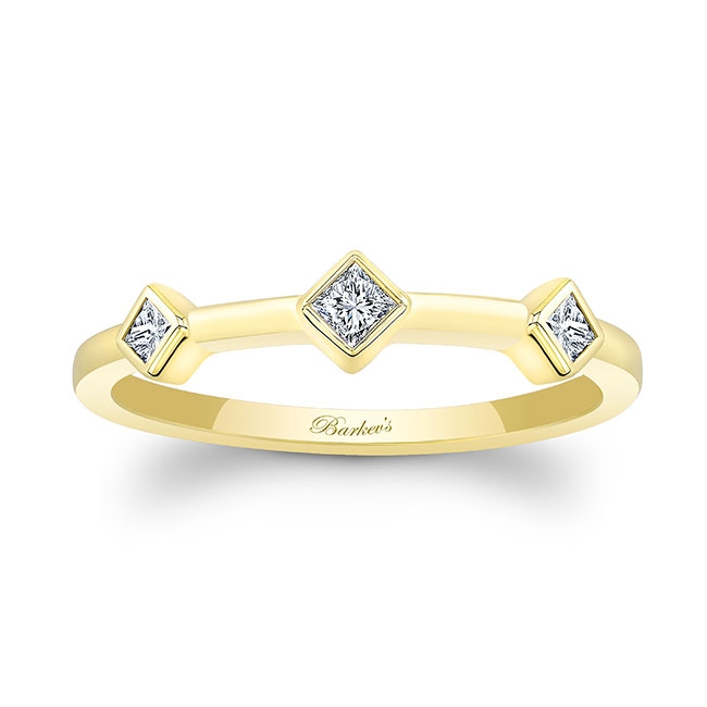  Yellow Gold Mila Three Stone Princess Cut Promise Ring Image 1