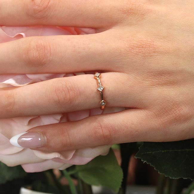Rose Gold Mila Three Stone Princess Cut Promise Ring Image 2