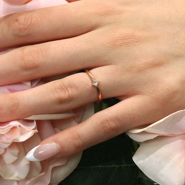 Rose Gold Aria Princess Cut Diamond Promise Ring Image 2