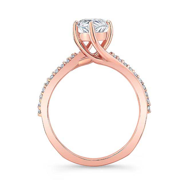 Rose Gold Marquise Lab Grown Diamond Engagement Ring With Twisted Band Image 2