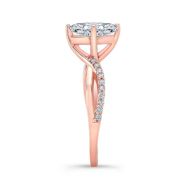 Rose Gold Marquise Moissanite Engagement Ring With Twisted Band Image 3