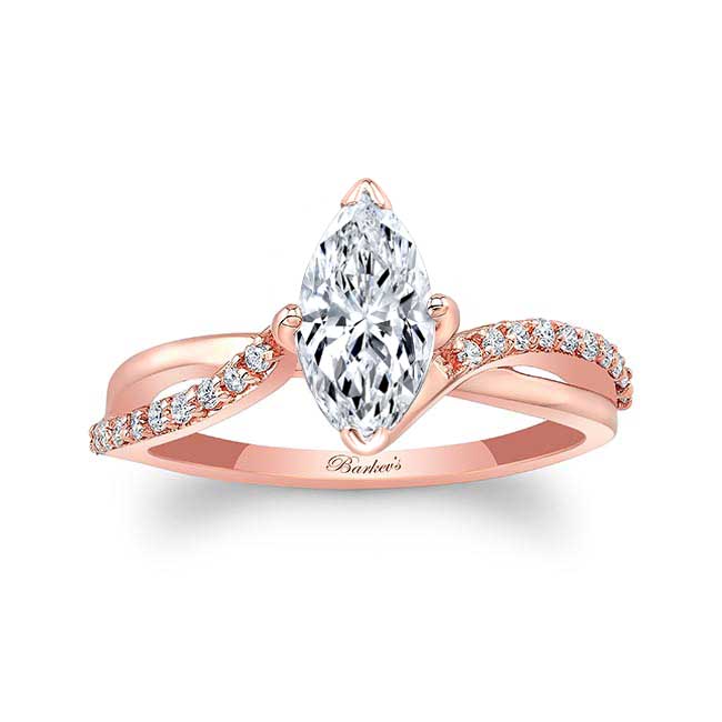 Rose Gold Marquise Moissanite Engagement Ring With Twisted Band