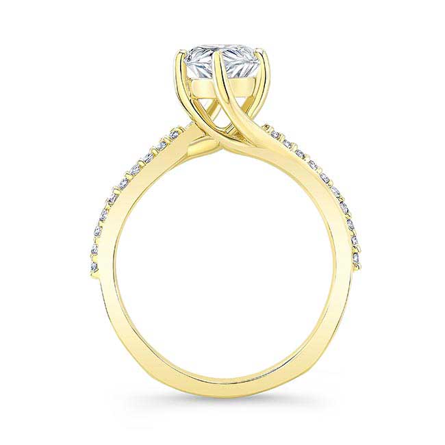Yellow Gold Marquise Moissanite Engagement Ring With Twisted Band Image 2