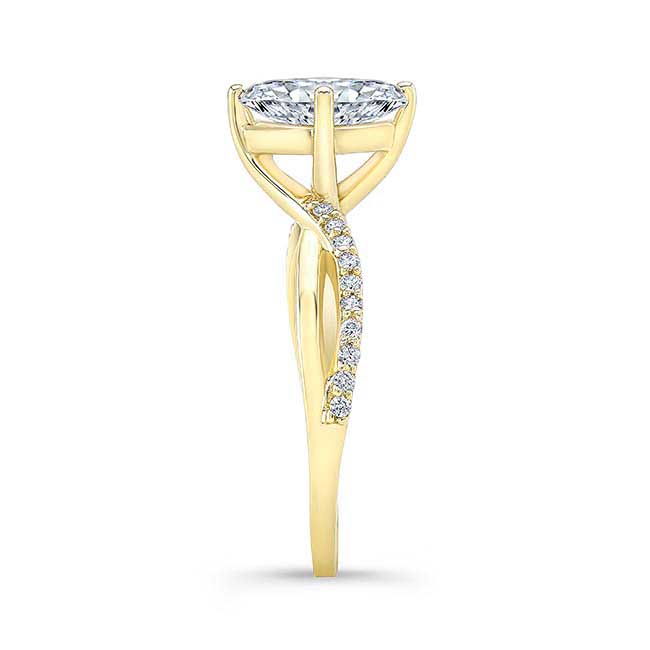 Yellow Gold Marquise Moissanite Engagement Ring With Twisted Band Image 3