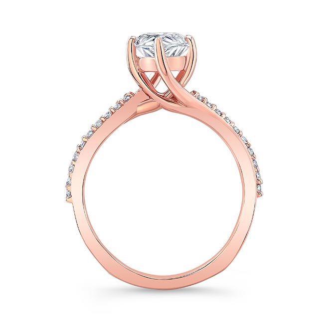  Rose Gold Pear Shaped Moissanite Engagement Ring With Twisted Band Image 2