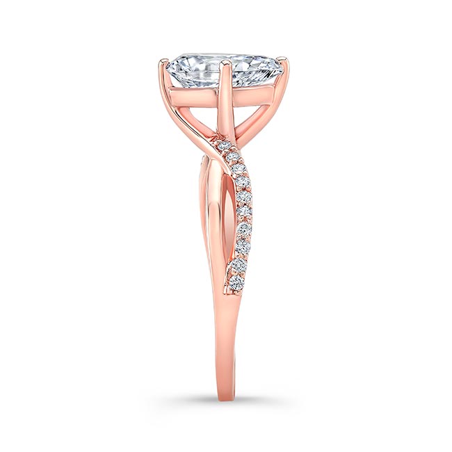  Rose Gold Pear Shaped Moissanite Engagement Ring With Twisted Band Image 3