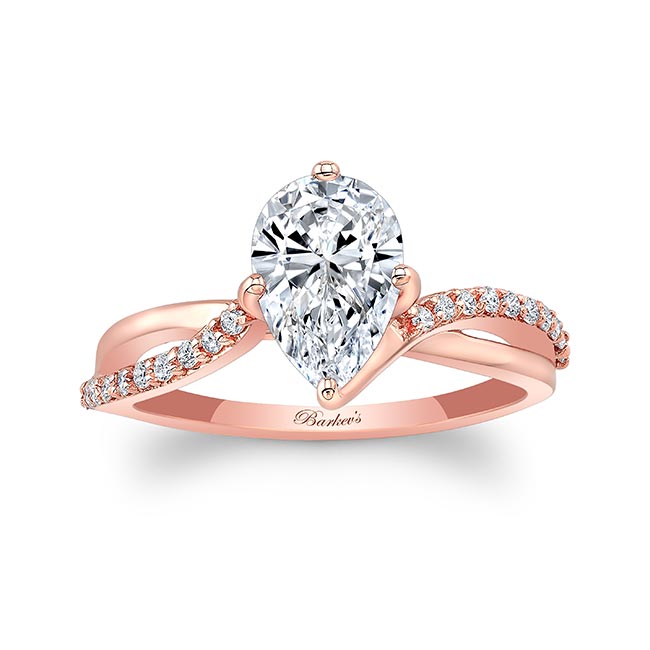  Rose Gold Pear Shaped Engagement Ring With Twisted Band Image 1