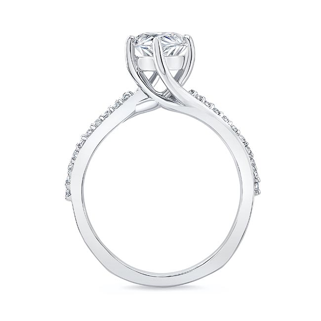 Platinum Pear Shaped Moissanite Engagement Ring With Twisted Band Image 2