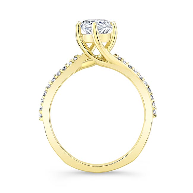  Yellow Gold Pear Shaped Moissanite Engagement Ring With Twisted Band Image 6