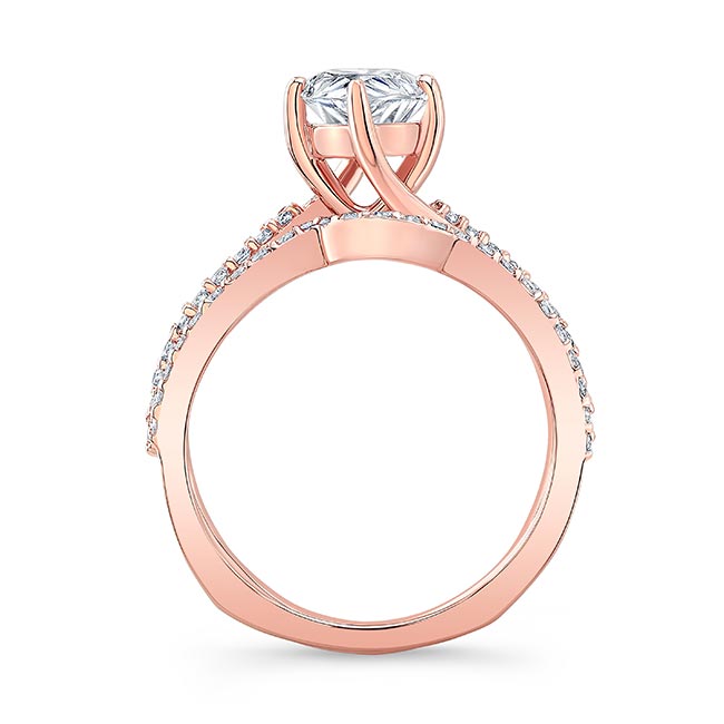  Rose Gold Pear Shaped Lab Grown Diamond Twist Bridal Set Image 2