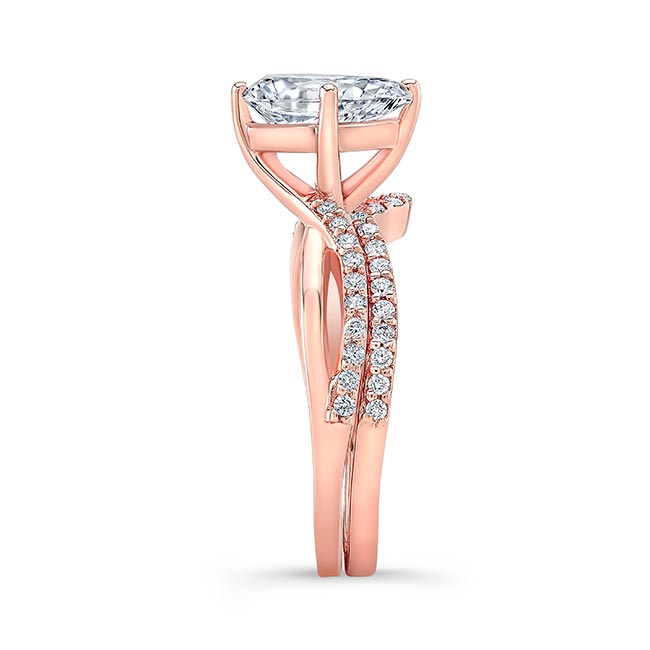  Rose Gold Pear Shaped Lab Grown Diamond Twist Bridal Set Image 3