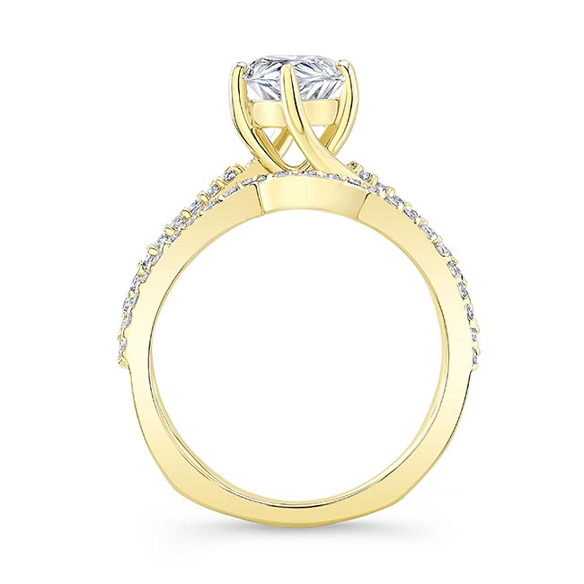  Yellow Gold Pear Shaped Lab Grown Diamond Twist Bridal Set Image 2