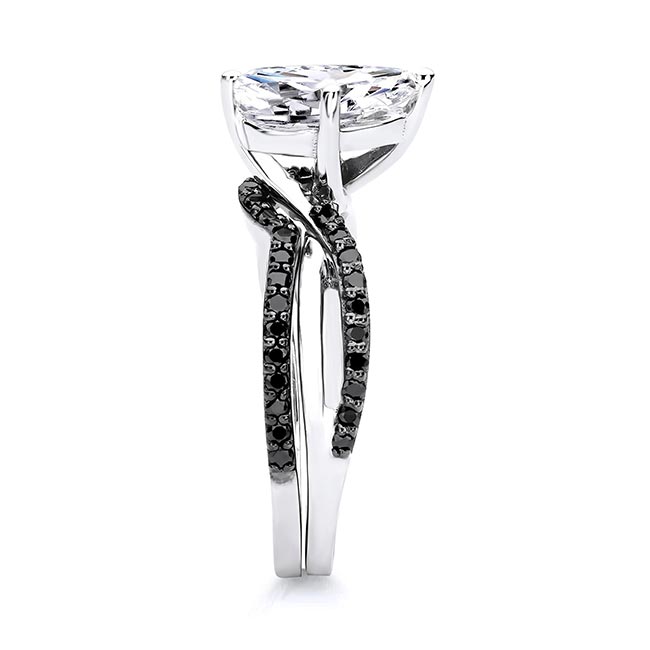  Pear Shaped Moissanite Black Diamond Accent Twist Bridal Set Image 7