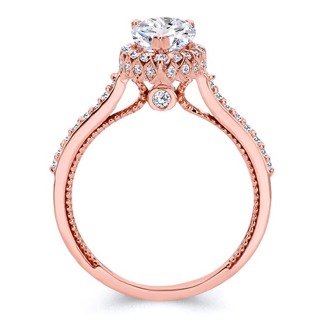  Rose Gold Eva Pear Shaped Halo Moissanite Ring Image 2