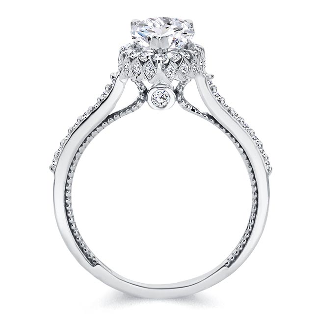  White Gold Eva Pear Shaped Halo Ring Image 2