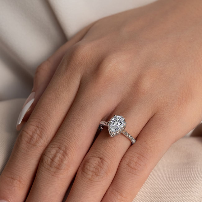  Eva Pear Shaped Halo Moissanite Ring Image 4