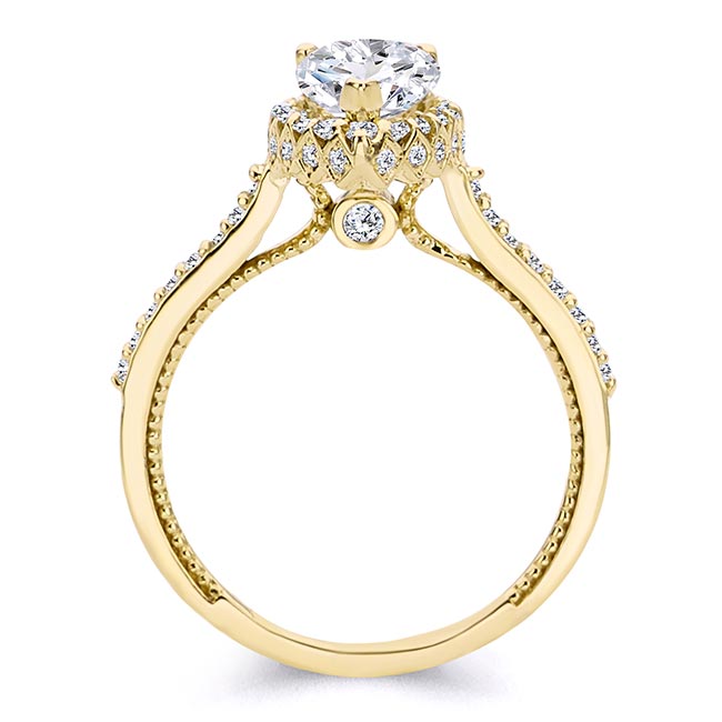  Yellow Gold Eva Pear Shaped Halo Ring Image 2
