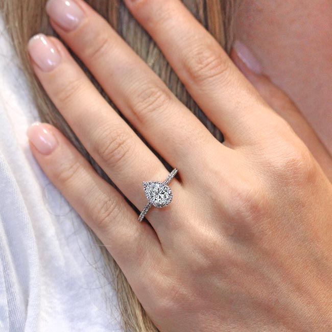  Eva Pear Shaped Halo Moissanite Ring Image 5