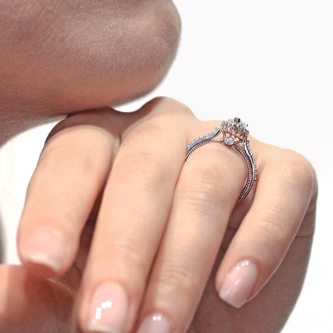  White Gold Eva Pear Shaped Halo Ring Image 7