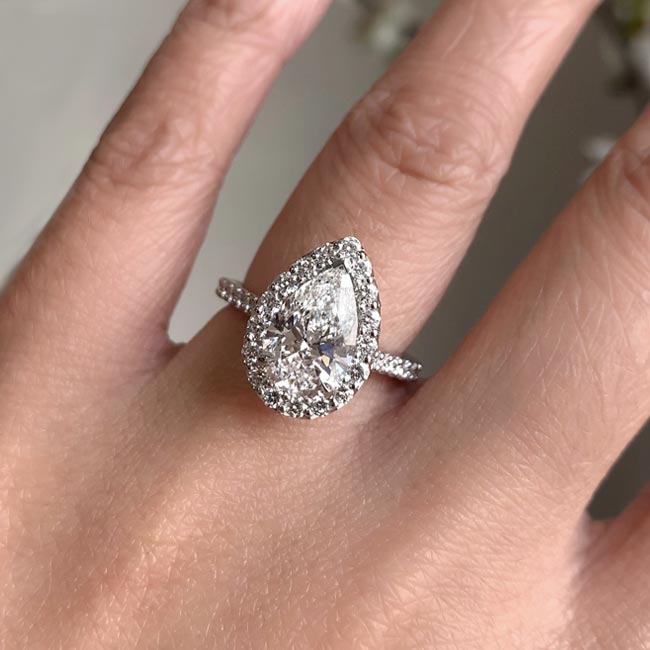 Platinum Eva 2 Carat Pear Shaped Lab Grown Diamond Halo Ring Image 4