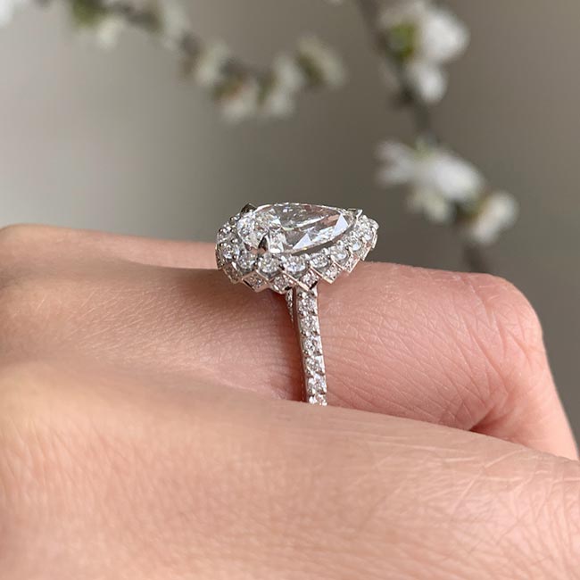 Platinum Eva 2 Carat Pear Shaped Lab Grown Diamond Halo Ring Image 5