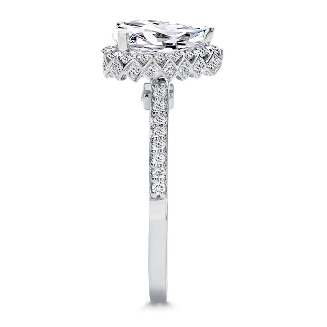 Platinum Eva 2 Carat Pear Shaped Lab Grown Diamond Halo Ring Image 3