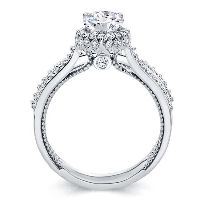 Platinum Eva 2 Carat Pear Shaped Lab Grown Diamond Halo Ring Set Image 2