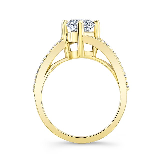  Yellow Gold Split Shank Moissanite Engagement Ring Image 2