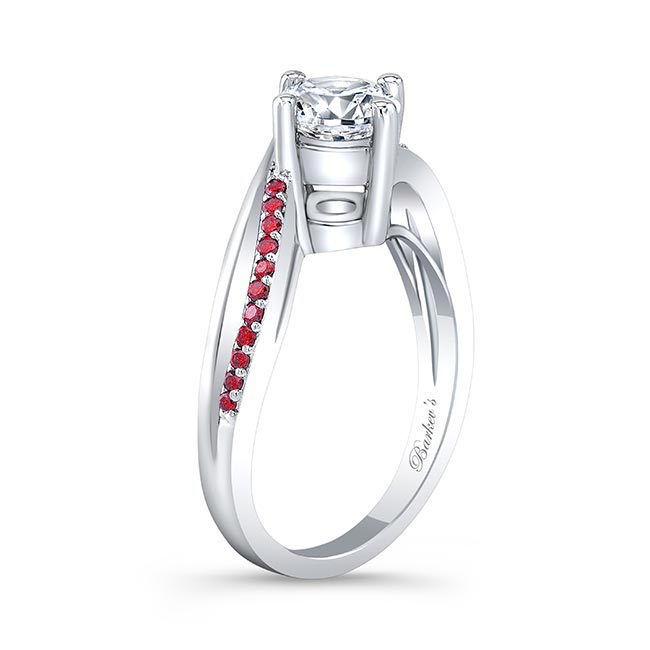 Lab Diamond Split Shank Engagement Ring With Rubies Image 2