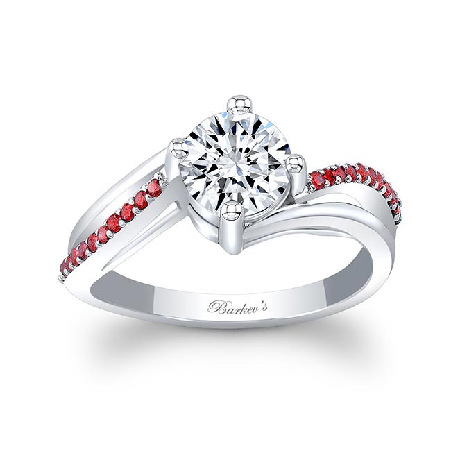 Lab Diamond Split Shank Engagement Ring With Rubies