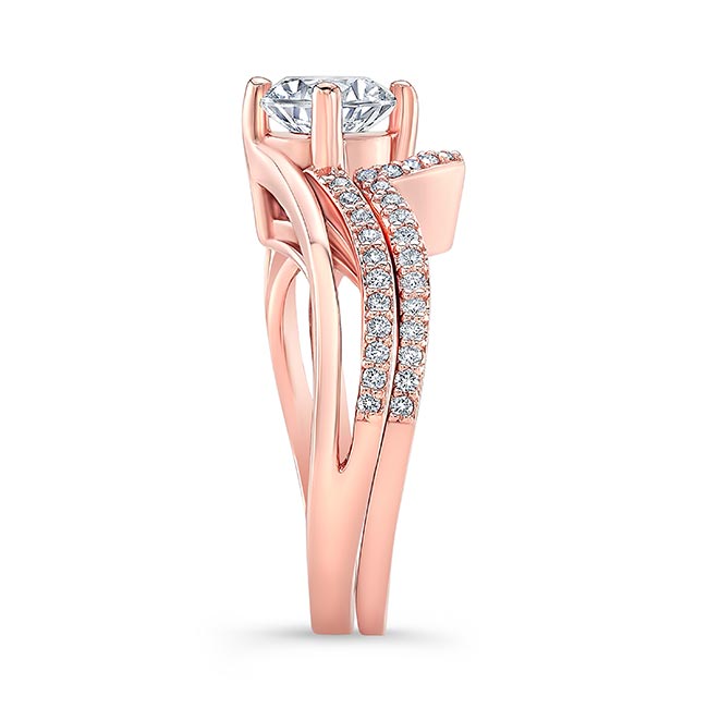  Rose Gold Lab Grown Diamond Split Shank Engagement Ring Set Image 3