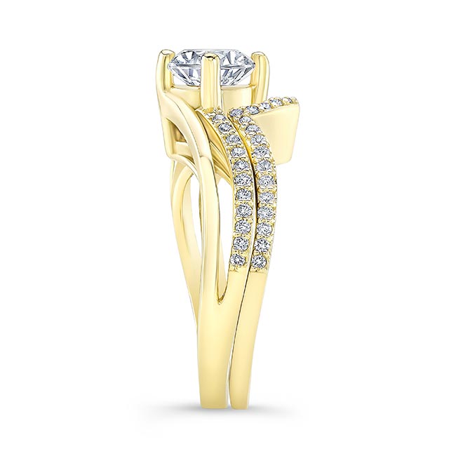  Yellow Gold Lab Grown Diamond Split Shank Engagement Ring Set Image 3