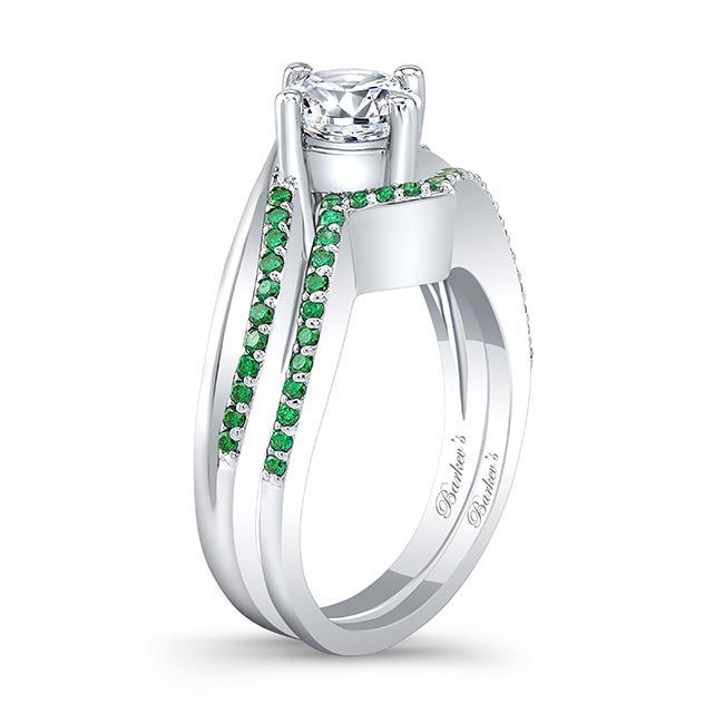 Split Shank Wedding Set With Emeralds Image 2